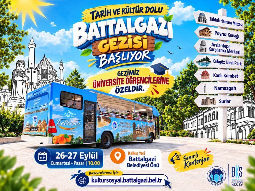 BATTALGAZİ BELEDİYESİNDEN ÜNİVERSİTE ÖĞRENCİLERİNE TARİH VE KÜLTÜR GEZİSİ